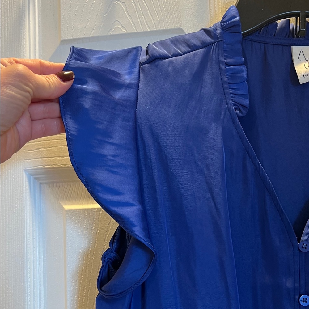 Joie Royal Blue Tie-Front Silky Blouse - Picture 3 of 8